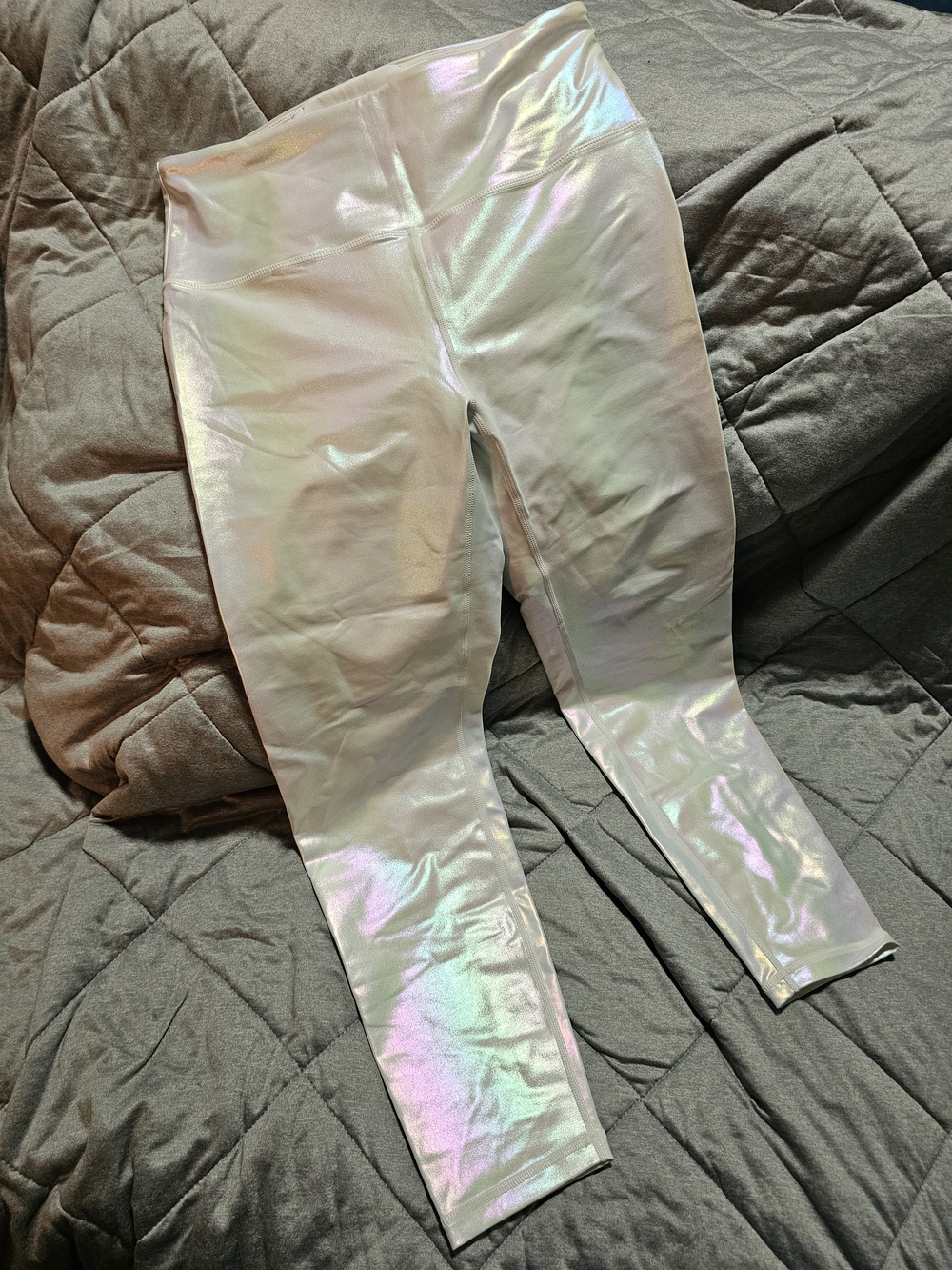 ZYIA Iridescent White Holographic Womens Leggings